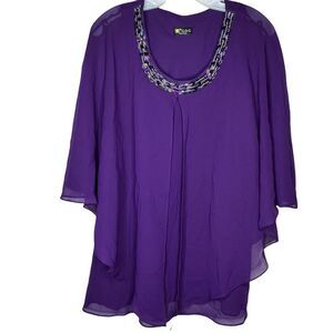 C.O.C. Purple‎ Beaded Tunic Top